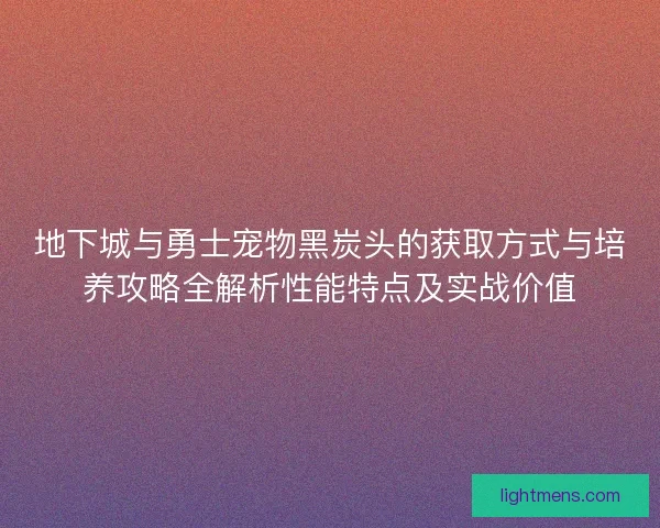 地下城与勇士宠物黑炭头的获取方式与培养攻略全解析性能特点及实战价值