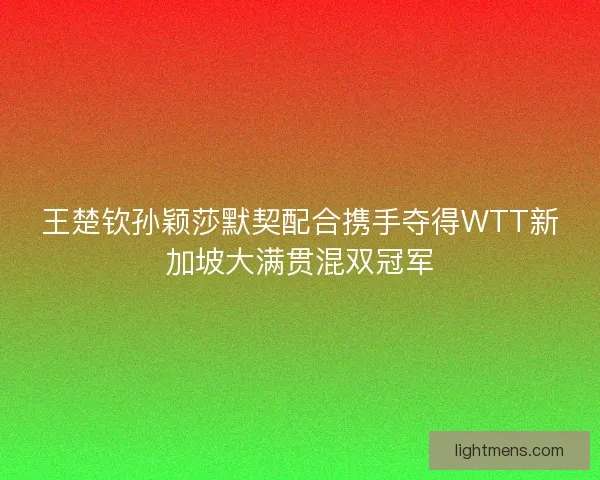王楚钦孙颖莎默契配合携手夺得WTT新加坡大满贯混双冠军